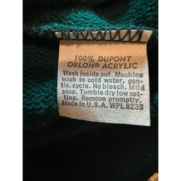 Vintage John Woodhead SWeater Men's MAcrylic V-Neck Sweater Teal Medium Stretch - Picture 9 of 13